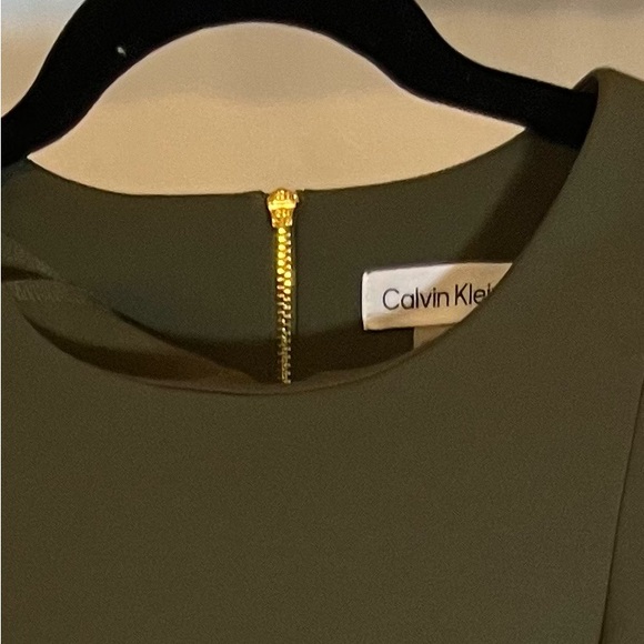 Calvin Klein Olive Green Tulip Sleeve Sheath Dress, Size 6 - Picture 7 of 7